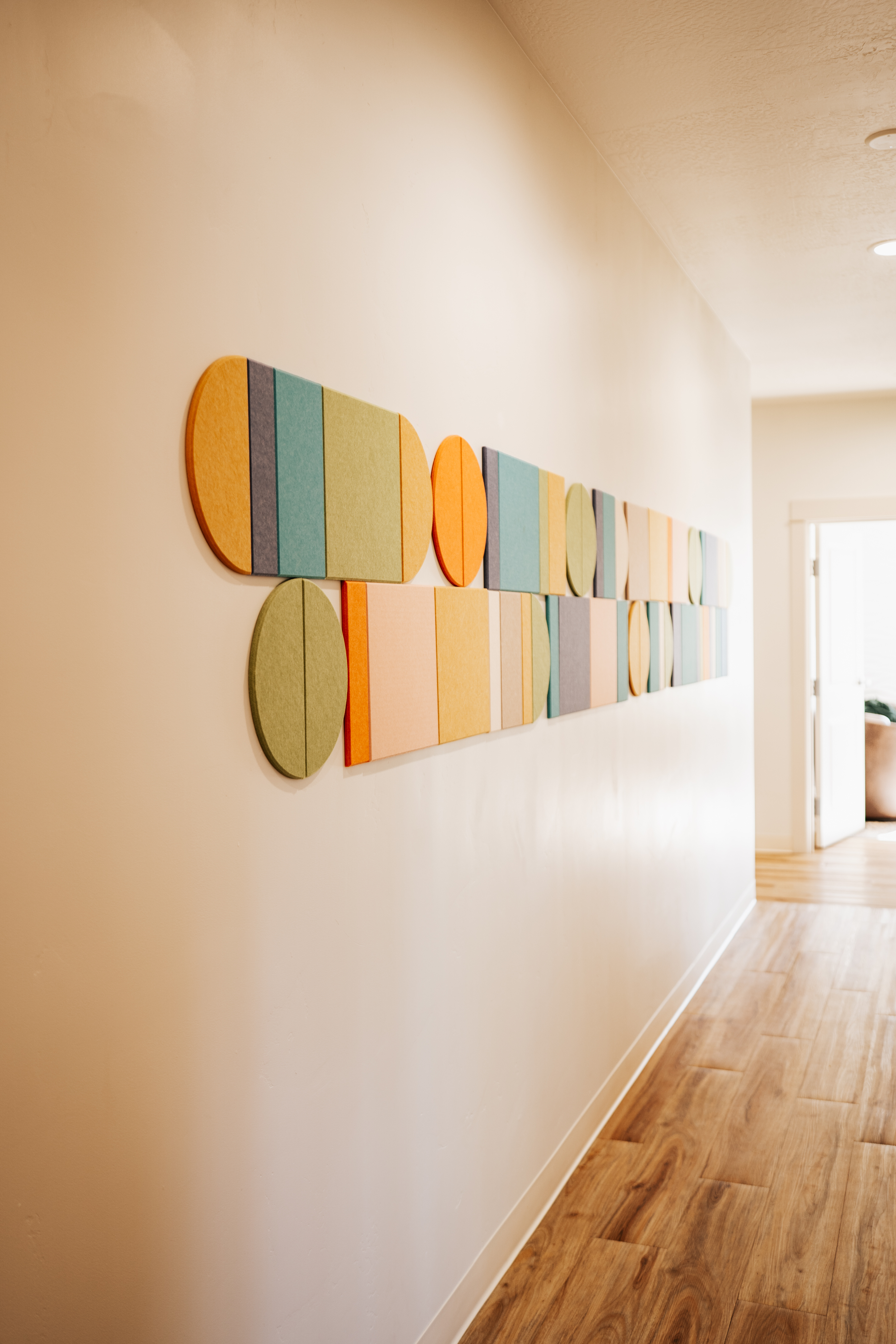 Custom artwork by Morgan Sky integrated into the commercial interior